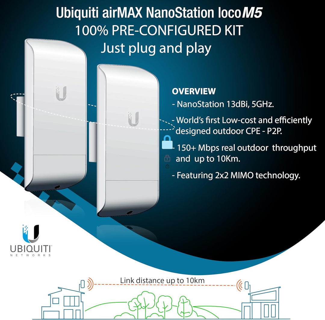 Puente Inalámbrico Ubiquiti LOCOM5 PRE-CONFIGURADO Paquete