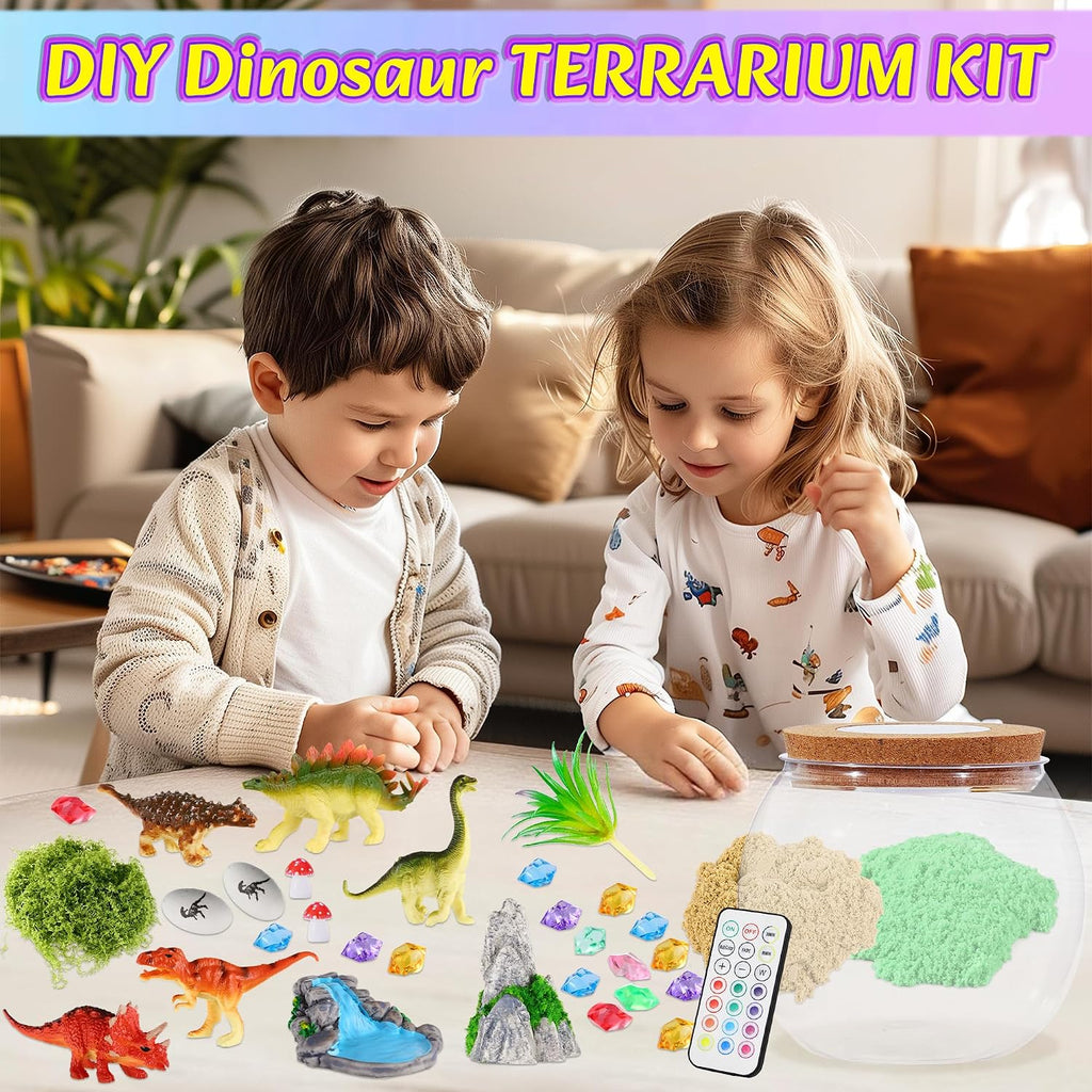 Gifmore Kit de terrario con luz de dinosaurio para niños de 4 a 12 años, juego de juguetes de manualidades de dinosaurios, regalos de cumpleaños para niños