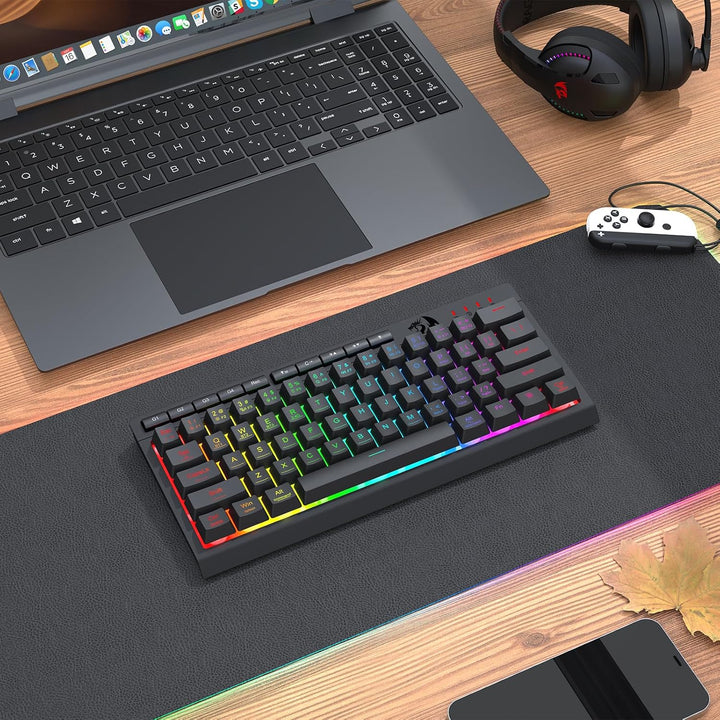 Redragon K522 PRO - Teclado inalámbrico de membrana RGB 60% para ju...