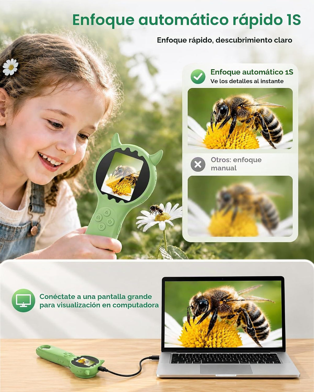Microscopio de bolsillo digital de mano para niños, regalos de microscopio