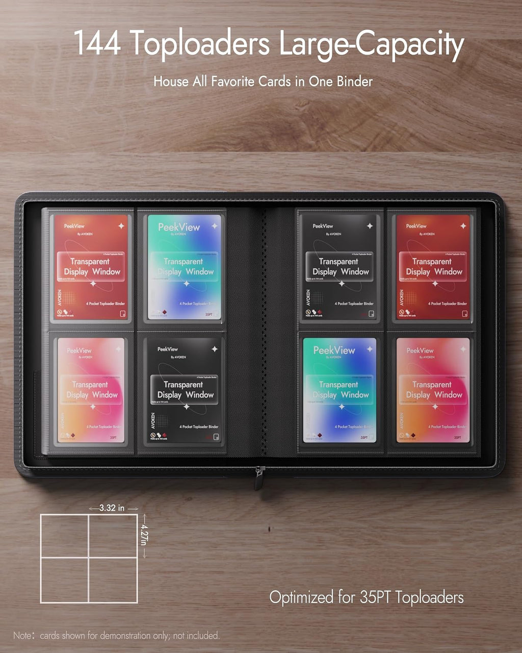 Carpeta Toploader con ventana de 4 bolsillos, 2 cargadores de