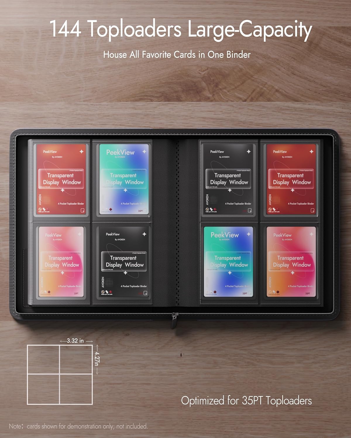 Carpeta Toploader con ventana de 4 bolsillos, 2 cargadores de