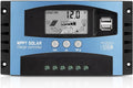 Controlador de carga de panel solar MPPT de 100 A, controlador de cargador de batería solar automático de 12 V/24 V con pantalla LCD, puerto USB dual y temporizador de ajuste de horas de encendido