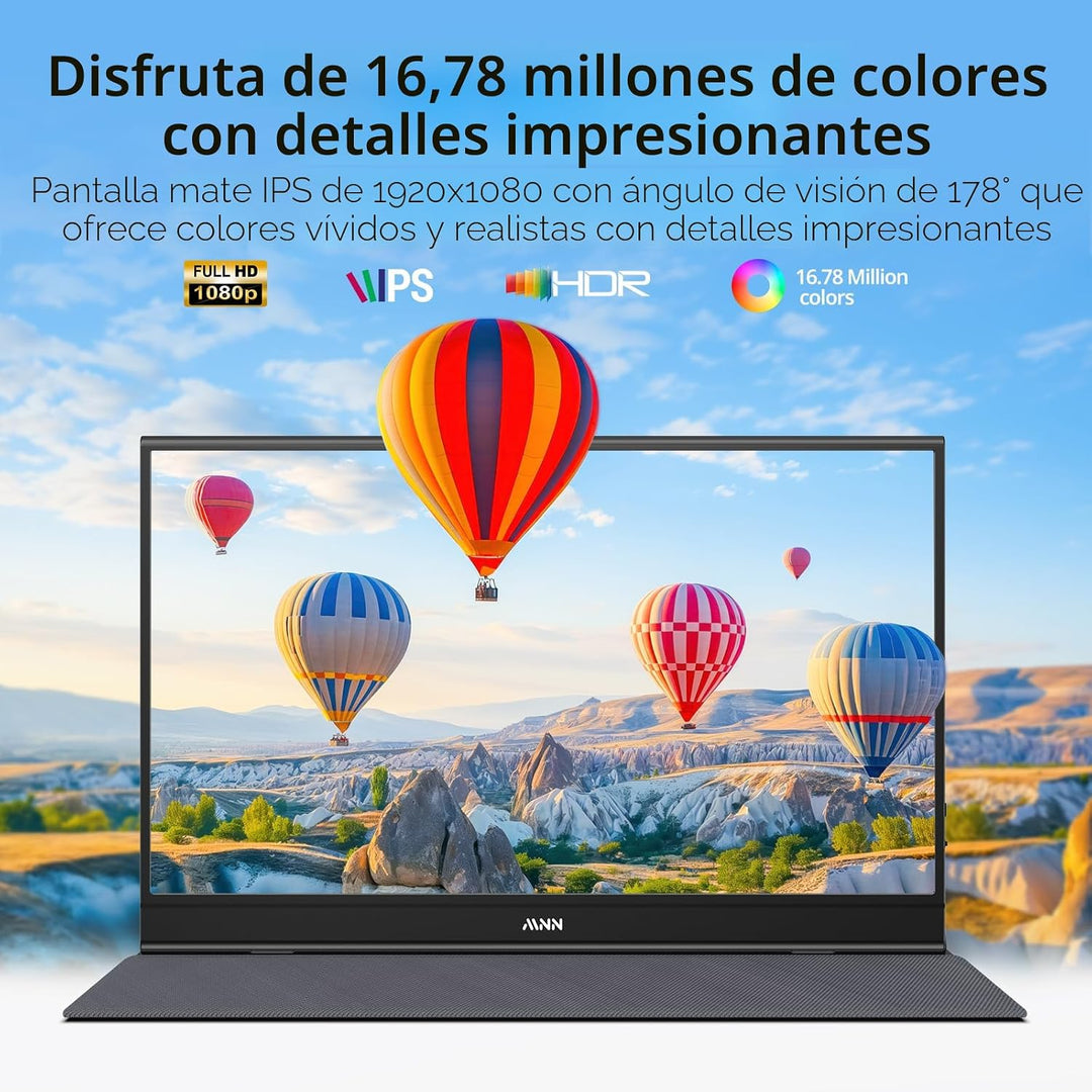 MNN Monitor portátil de 15.6 pulgadas FHD 1080P USB C HDMI Gaming,...