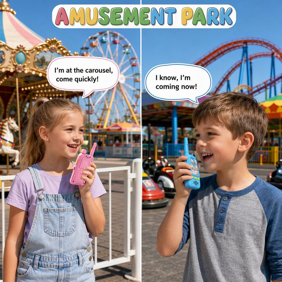 Aikmi Walkie Talkies de video para niños, juguete para niño y niña, azul y