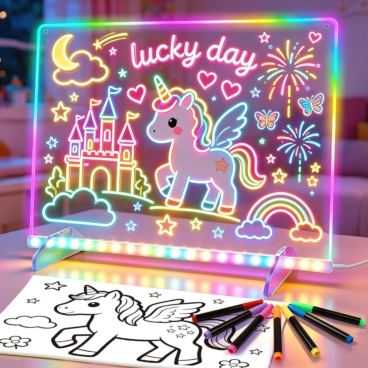 Cosmody Tablero de dibujo LED de 16 pulgadas, regalo de cumpleaños y