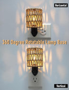 Lámpara Boho enchufe nocturno con interruptor, juego de 2 lámparas LED de granja enchufables en el enchufe de pared, luz nocturna de 0.5W para habitación de bebé con pantalla de ratán bohemia para