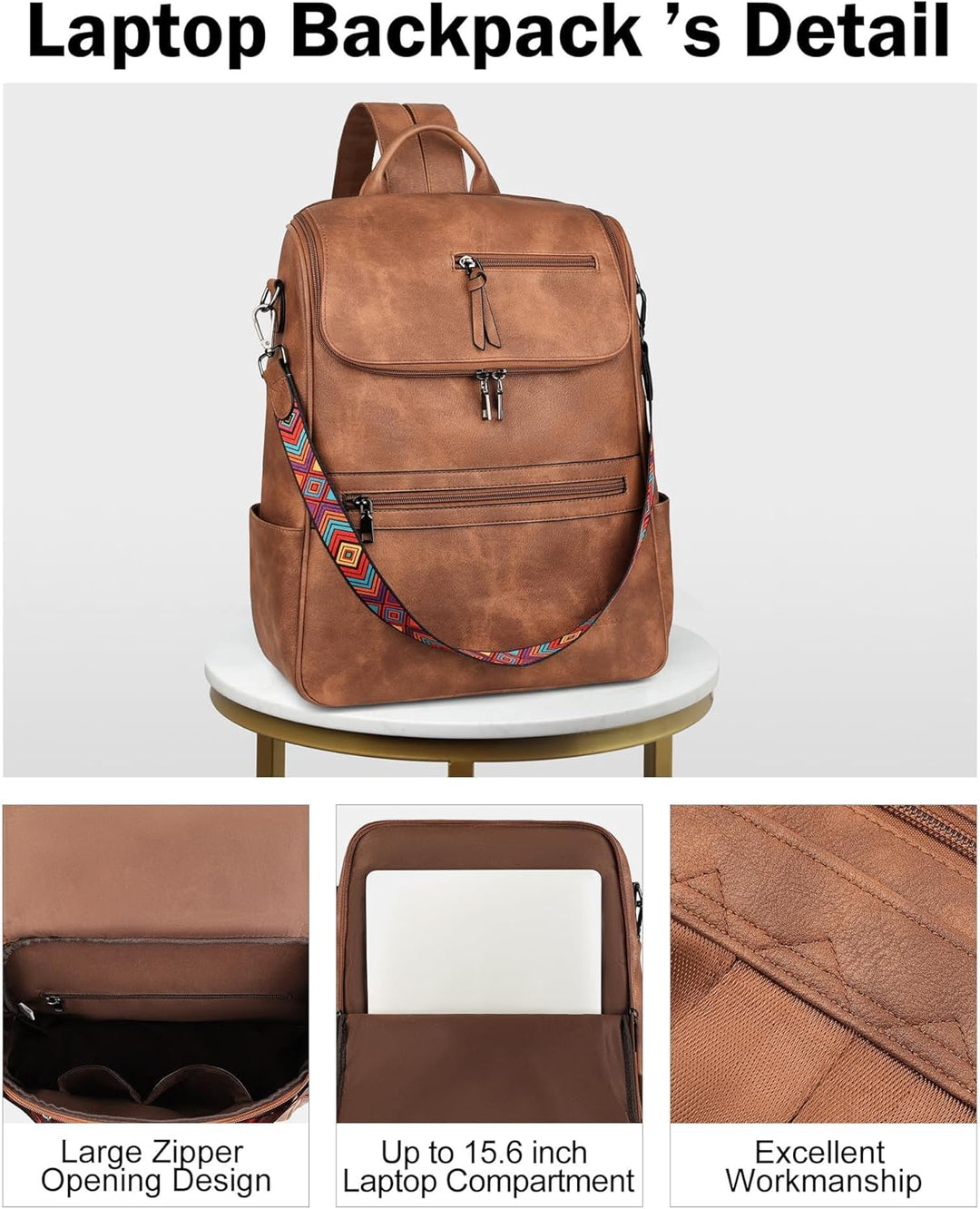 FADEON Mochila para computadora portátil para mujer, mochila de via...