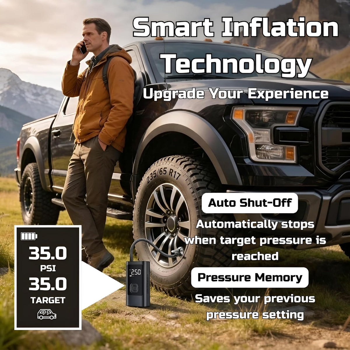Velostream Compresor de aire portátil para inflador de neumáticos,...