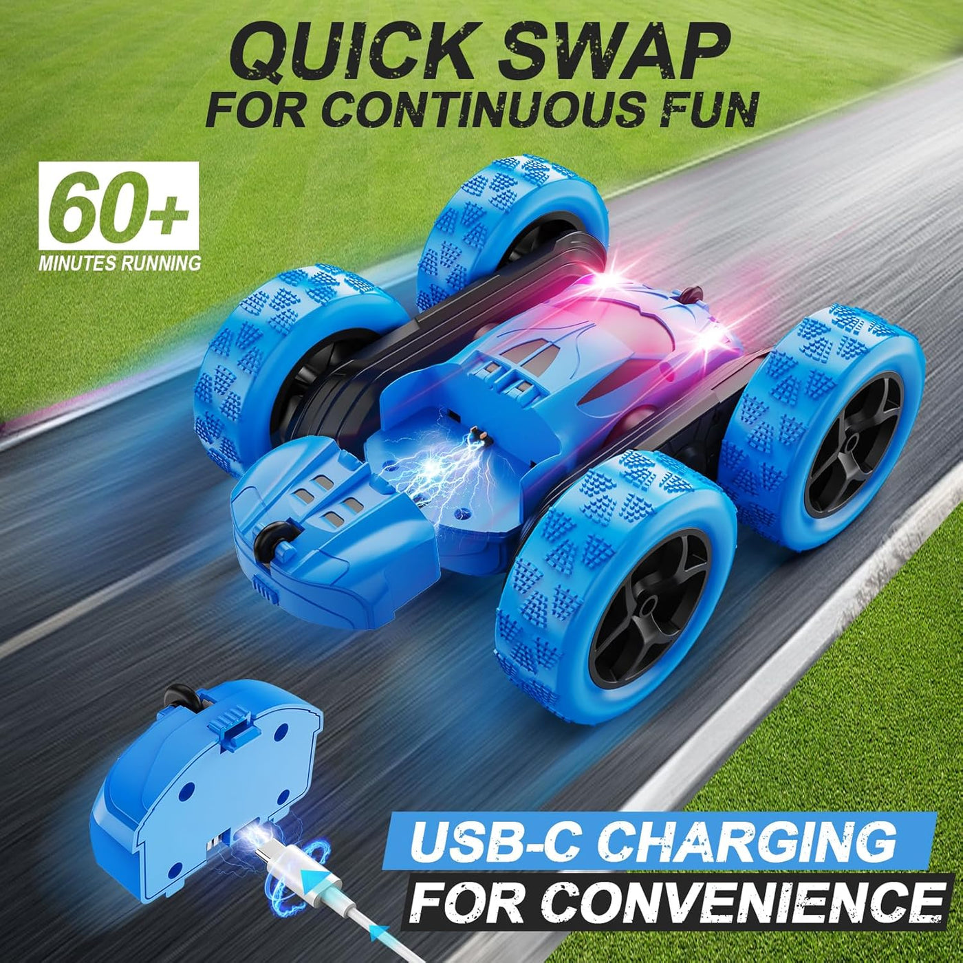 QUNREDA Coche de control remoto, juguetes de autos RC para niños de...