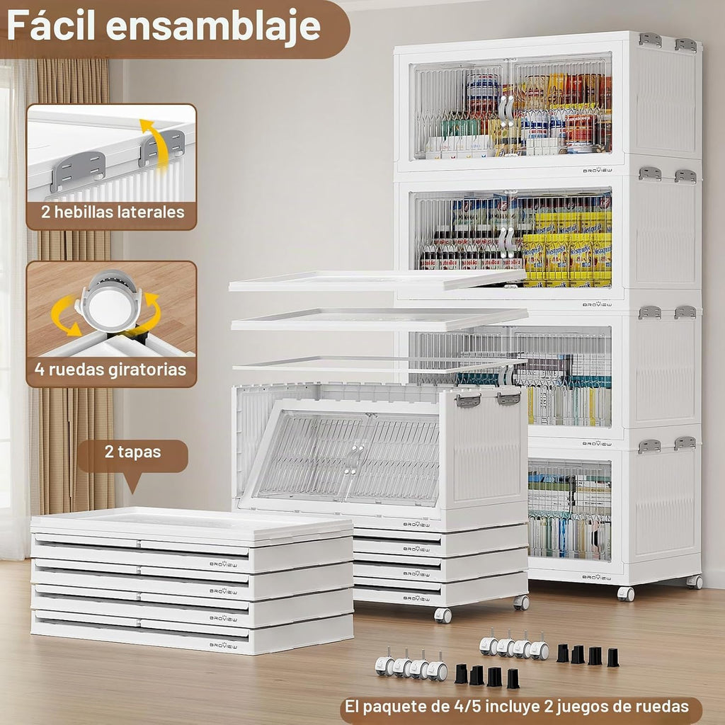 BROVIEW Contenedores de almacenamiento apilables de 600 cuartos con tapa