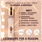 Charlotte Tilbury Airbrush Flawless - Spray fijador hidratante hasta 16 h, 3.38 Fl Oz - Full Size