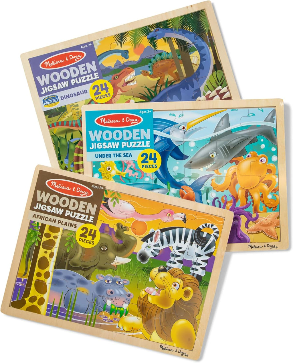 Melissa & Doug Jigsaw Puzzle Bundle (Dinosaur,Safari y Ocean)