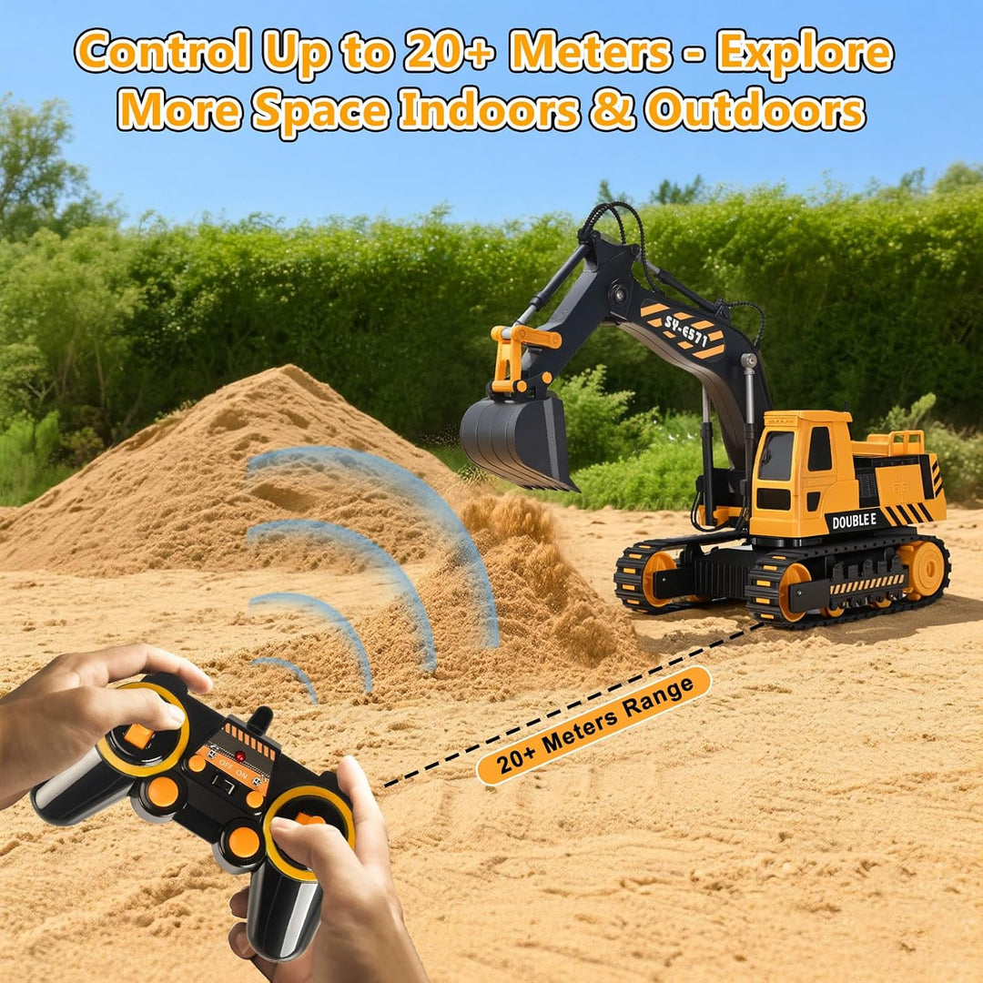 DOUBLE E Juguete de excavadora a control remoto, excavadoras a cont...