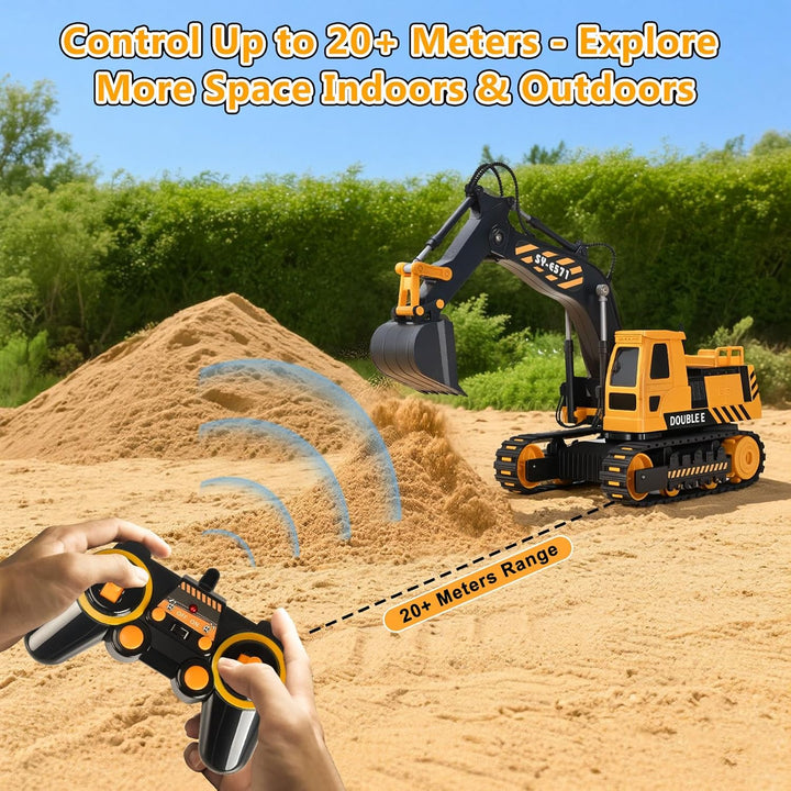 DOUBLE E Juguete de excavadora a control remoto, excavadoras a cont...