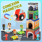 Juguetes apilables para bebés pequeños, autos magnéticos de madera