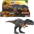 Mattel Jurassic World Figura de acción de rastreadores gigantes, juguete de dinosaurio Mapusaurus con ataque de rabieta de mordida mega, espinas traseras de evolución y juego digital