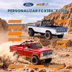 BEEZRC FMS FCX18 II Ford F-100 - Rastreador RC con licencia oficial, camión magnético de liberación rápida a control remoto, chasis LCG, oruga todoterreno para adultos, RTR cepillado (distancia entre