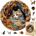 Rompecabezas de madera para adultos, rompecabezas de madera de gato 3D de 200 piezas, rompecabezas desafiantes de madera con forma de animal único, regalos para adultos, 11.4 x 11.3 pulgadas