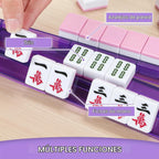 Soportes Premium Transparentes para Mahjong con Empujadores, Paquete de 4 Soportes Antideslizantes de Acrílico