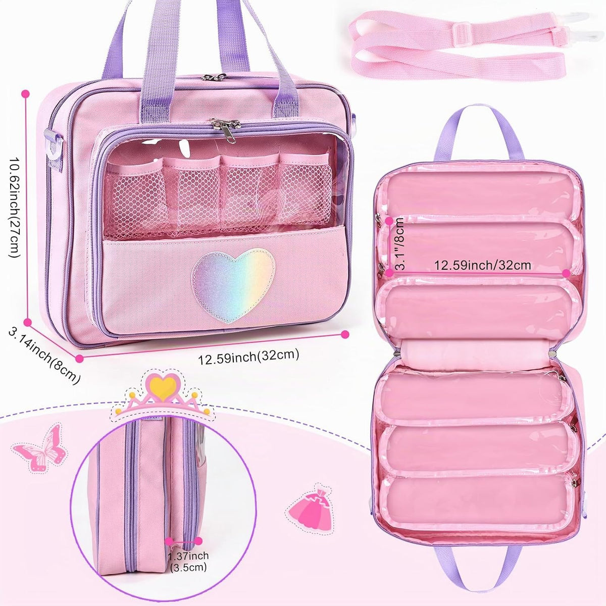 Bolsa de transporte para muñecas compatible con muñecas LOL Surprise, bolsa de transporte compatible con muñecas Barbie de 6 a 12 pulgadas, organizador todo en uno para muñecas y accesorios (solo