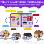 Juguetes Montessori de tablero ocupado, regalos de cumpleaños para niñas, juguete sensorial de viaje para autismo, libro de actividades educativas, aprendizaje preescolar, juguetes de habilidades motoras finas, morado
