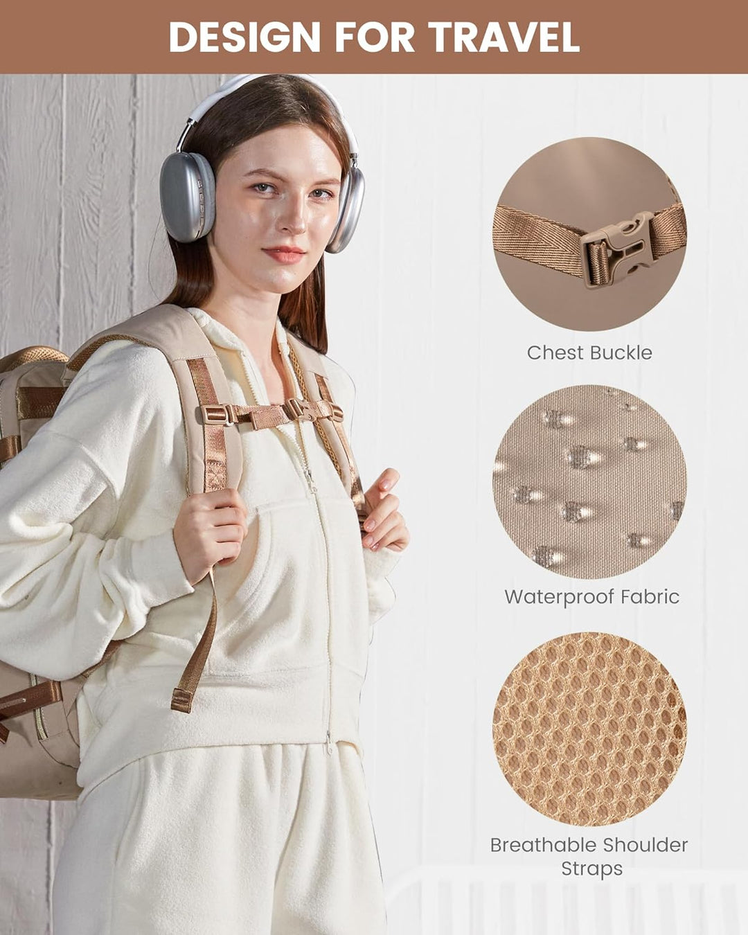 LOVEVOOK Mochila de viaje de 50L para mujeres y hombres, mochila de...