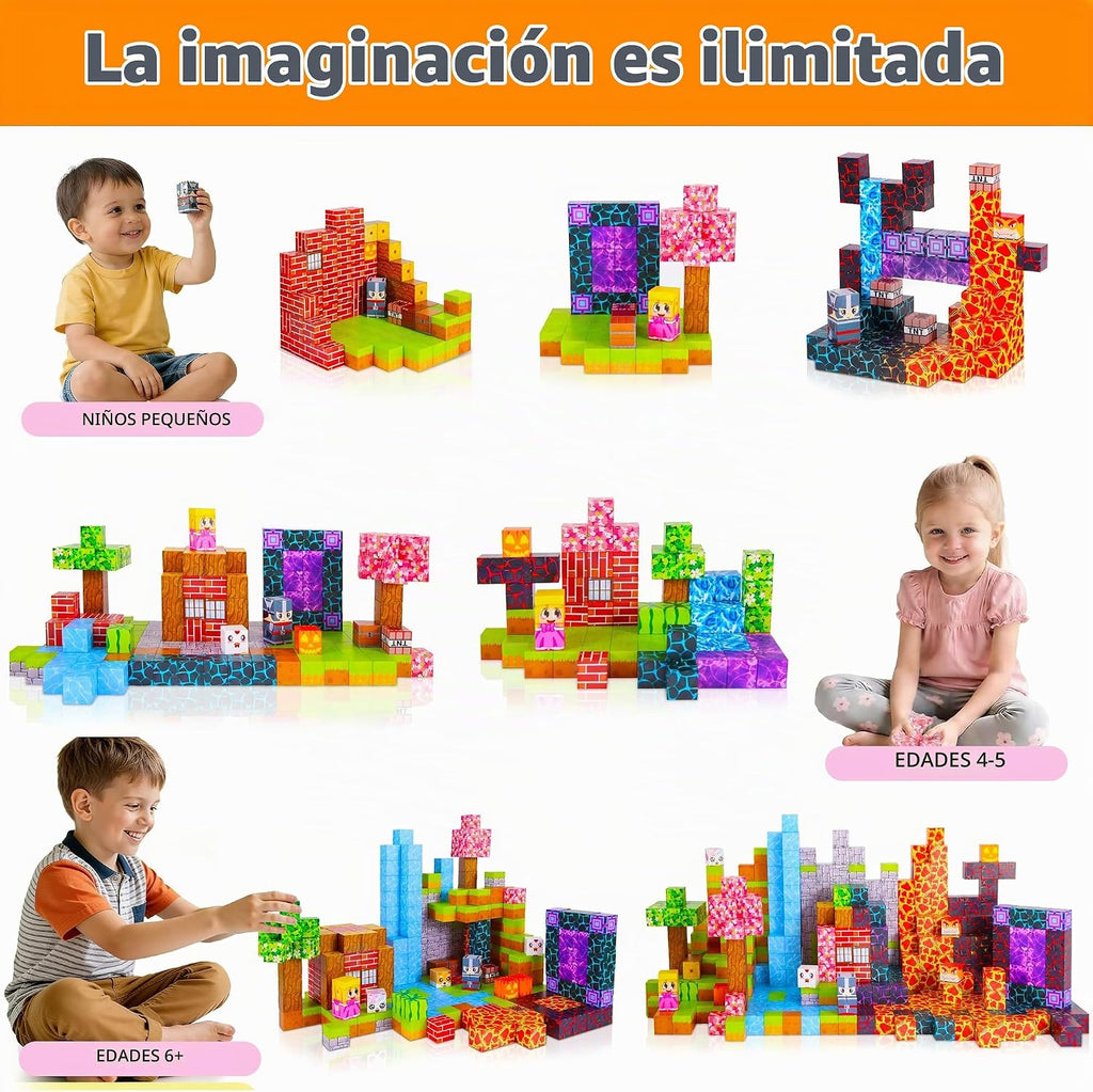 150 bloques magnéticos, bloques de construcción magnéticos con bolsa para