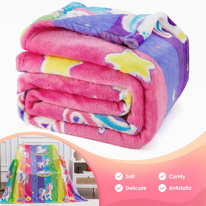 Regalos de unicornio, juguetes para niñas - Manta que brilla en la...
