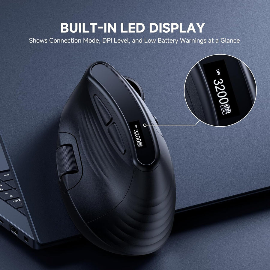 ECHTPower Ratón Vertical Ergonómico, Ratón Inalámbrico Recargable c...