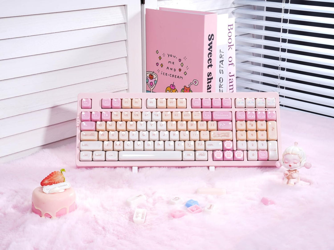 ZORNHER ZH980 Pink Mechanical Keyboard,95% Cat Keyboard Cute,Kawaii...
