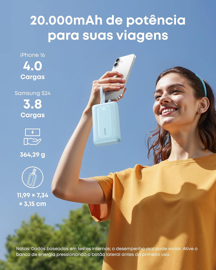 Anker Power Bank, Cargador Portátil Rápido de 20,000mAh 30W Máx con...