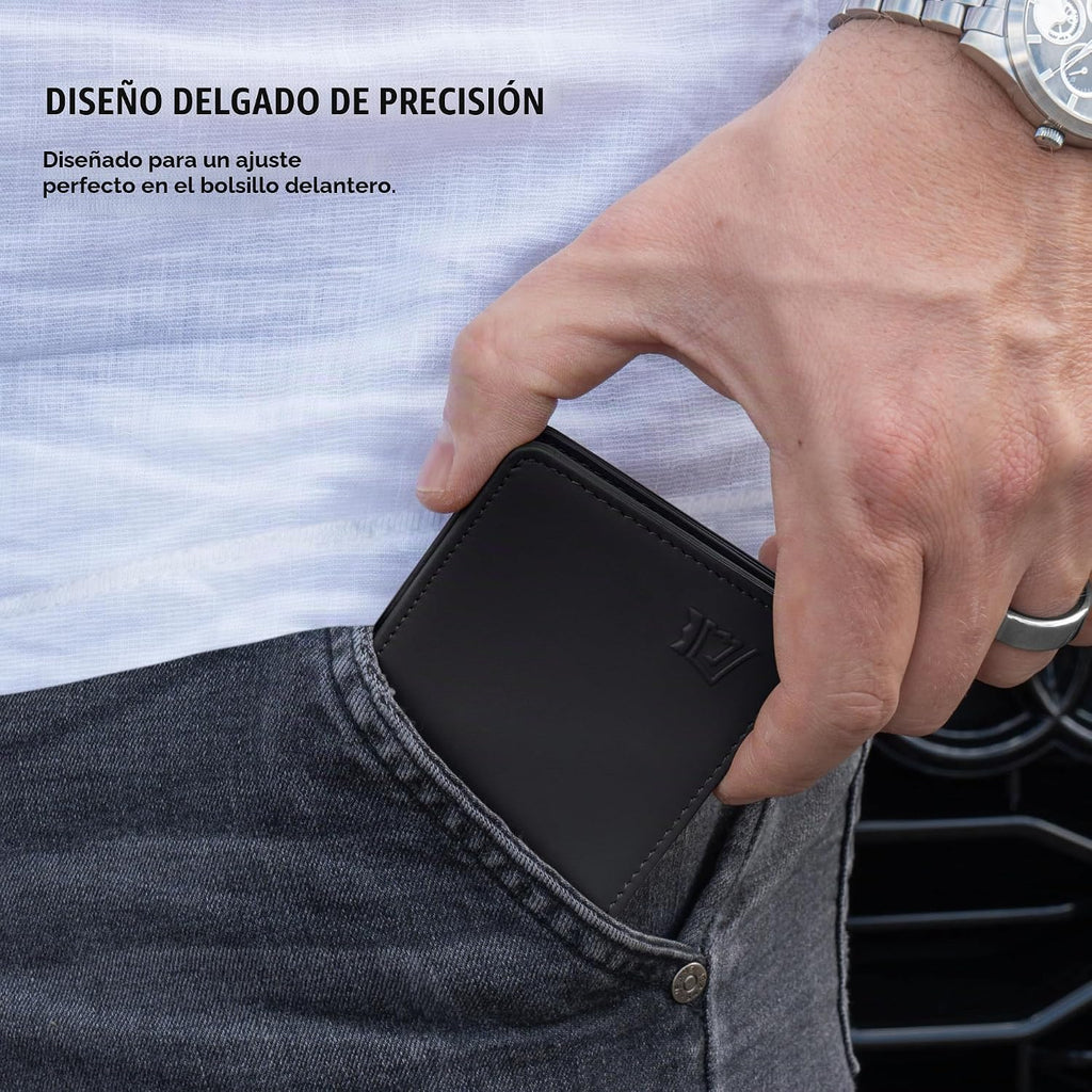Kings Loot Cartera para hombre, bloqueo RFID, bolsillo para efectivo, negro