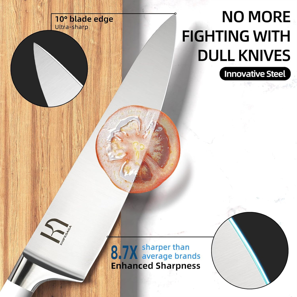 KnifeSaga - Juego de cuchillos de cocina japoneses de 15 piezas, profesional, afilado