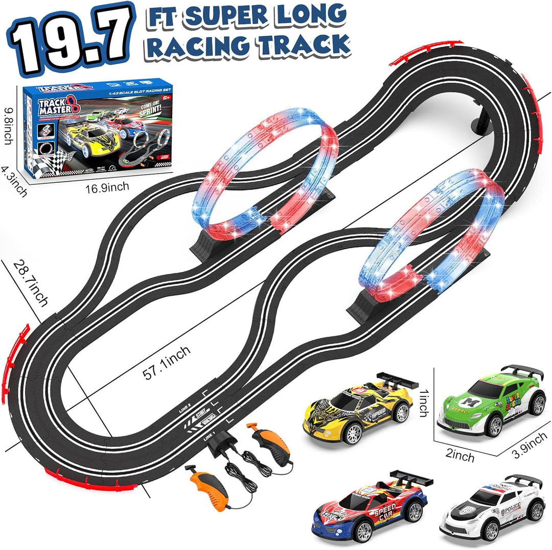 Juegos de Pistas de Carreras de Coches de Ranura con 4 Coches de Ra...