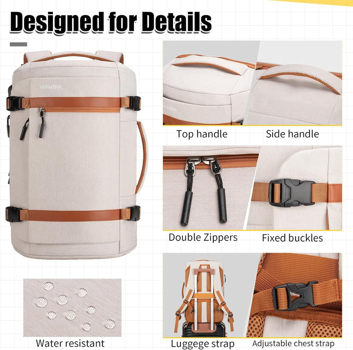 Mochila de viaje Velaybor 42L con 4 cubos de embalaje, bolsa de man...