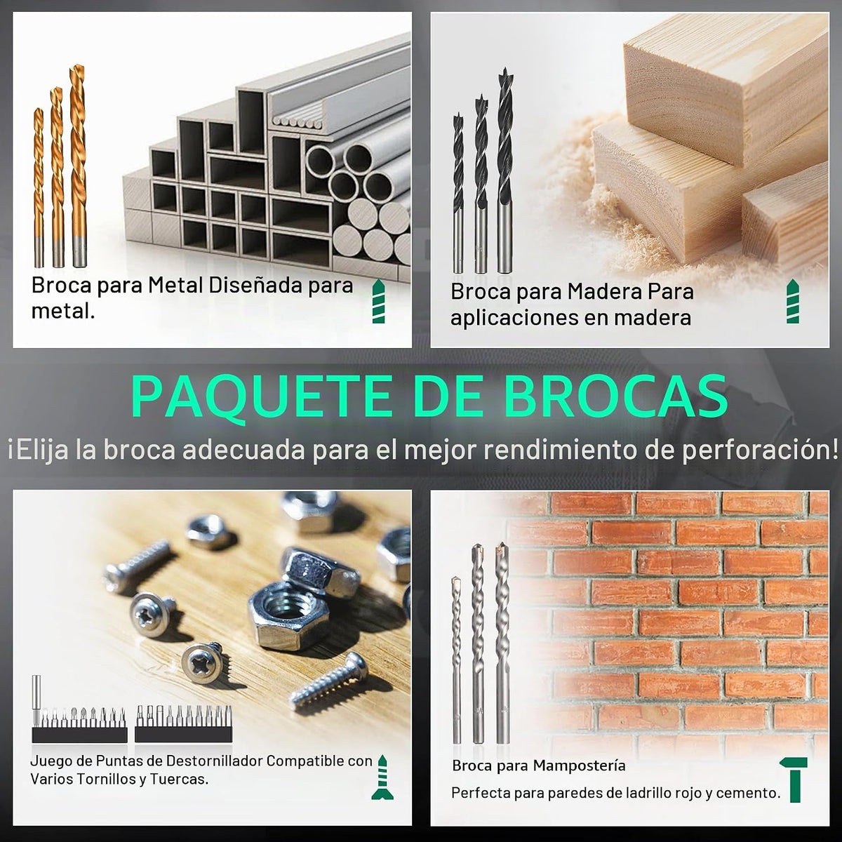 DCA Juego de martillo inalámbrico de 20 V, par de 354 in-libra, portabrocas sin llave de 1/2 pulgada, 22500 IPM, 2 velocidades variables, posición 18+1+1, taladro de impacto de potencia con 14 brocas
