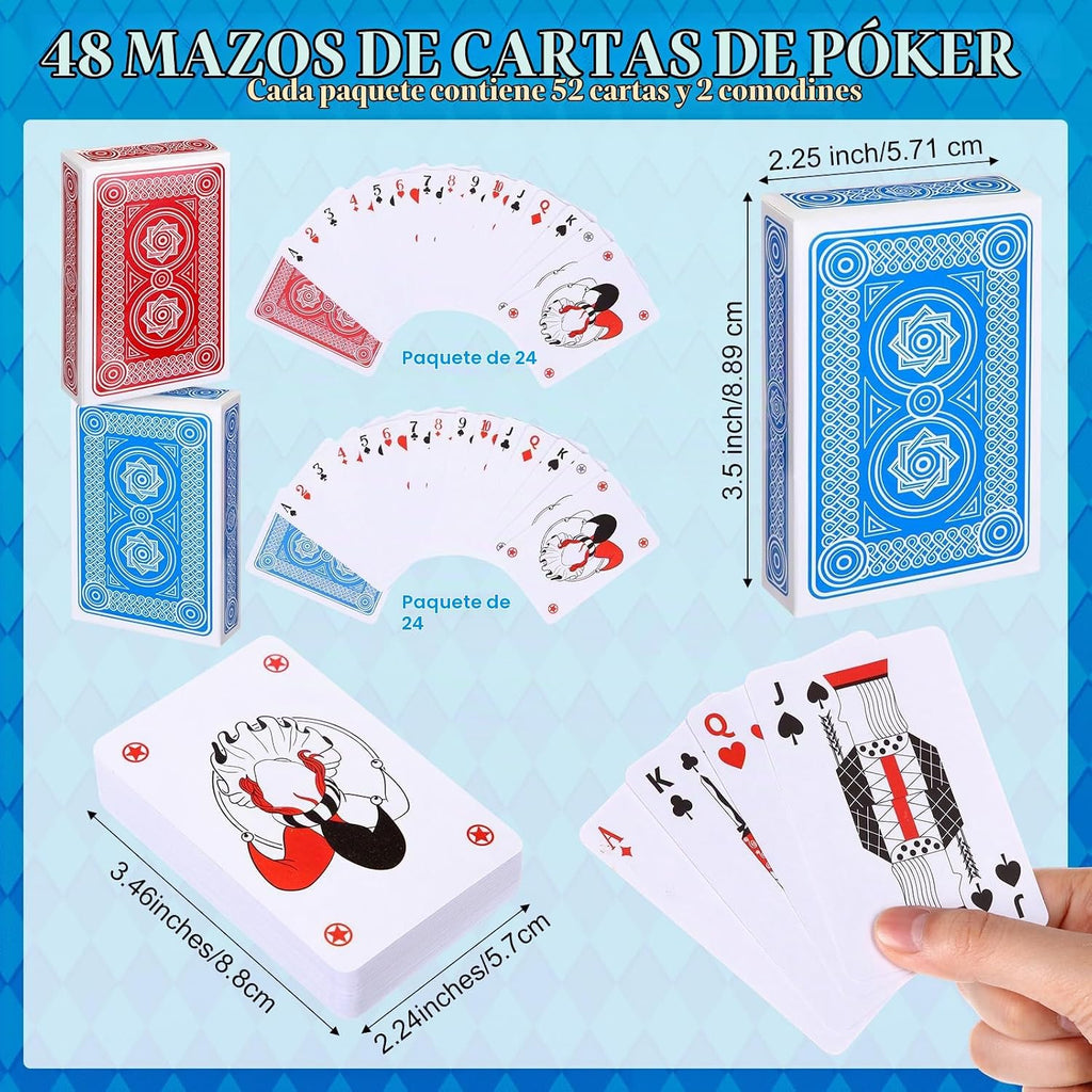 Zubebe Paquete de 200 cartas de juego a granel, rojo y azul, clásico