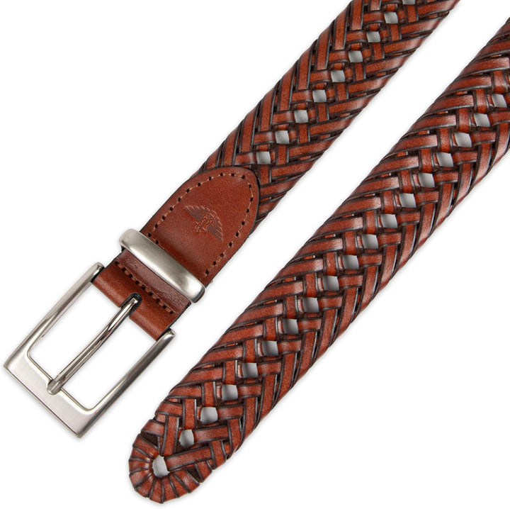 DOCKERS Cinturón de cuero trenzado para hombre, correa casual total...