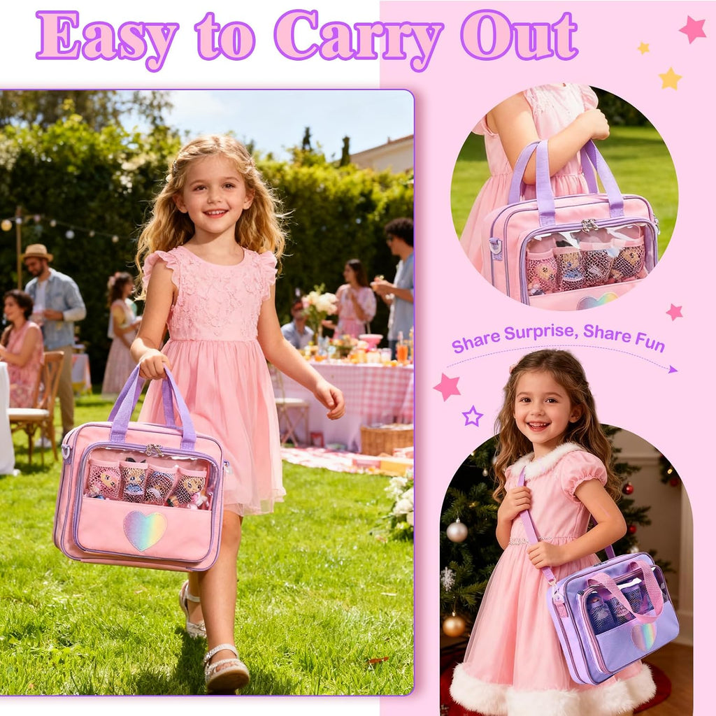Bolsa de transporte para muñecas compatible con muñecas LOL Surprise, bolsa de transporte compatible con muñecas Barbie de 6 a 12 pulgadas, organizador todo en uno para muñecas y