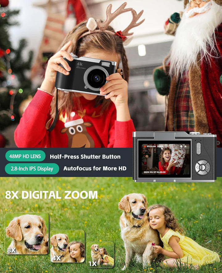 HEYMAO Cámara para niños, cámara digital 4K para fotografía, cámara...