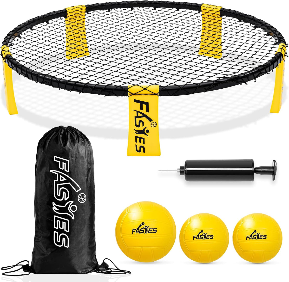 El juego de pelota de playa para exteriores incluye 3 bolas, red y bolsa de transporte, juego de red redonda para adultos, niños y familia, perfecto para playa, patio, césped, patio trasero y