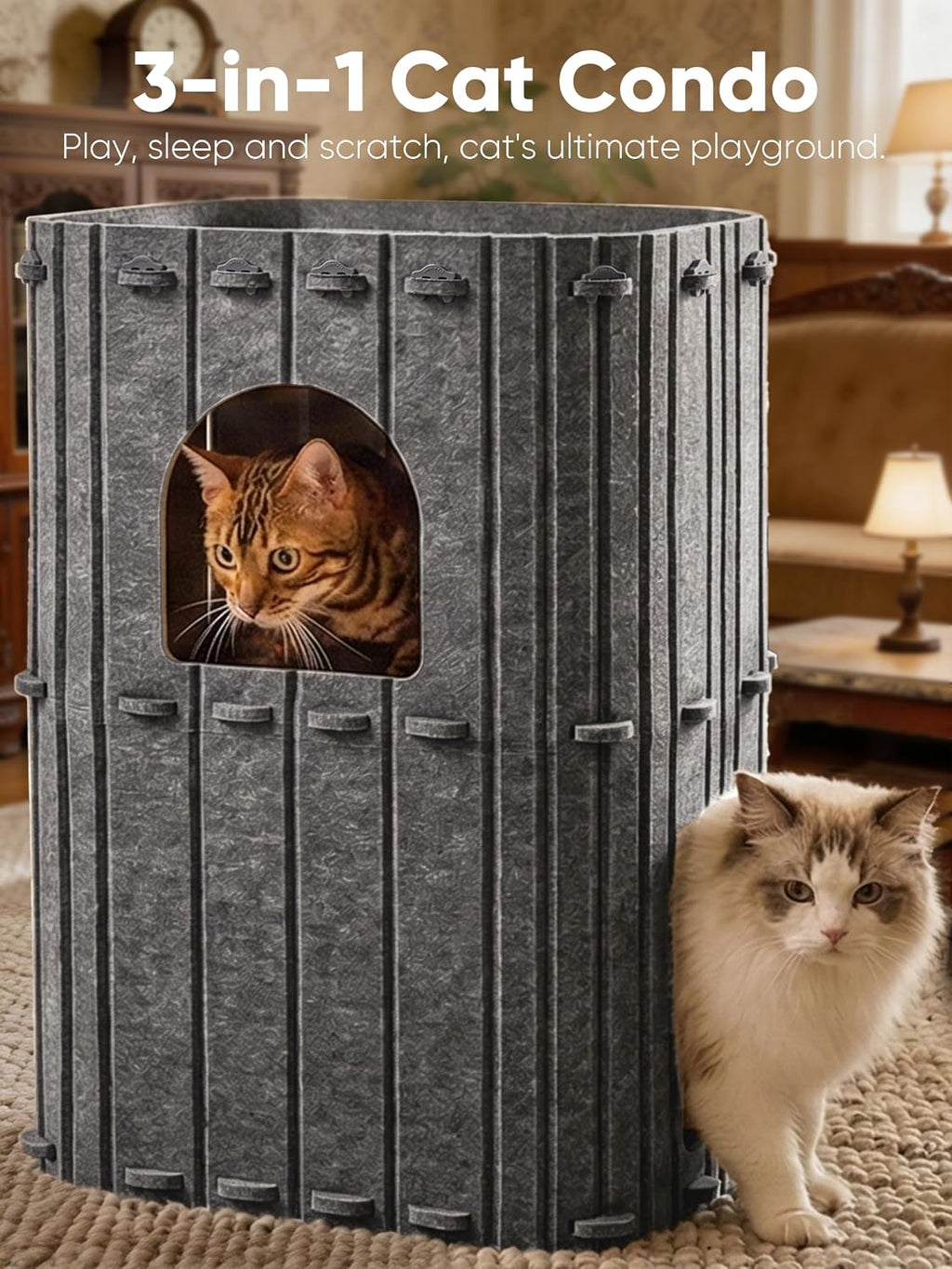 FUKUMARU Casa para gatos de interior, cama cálida para gatos