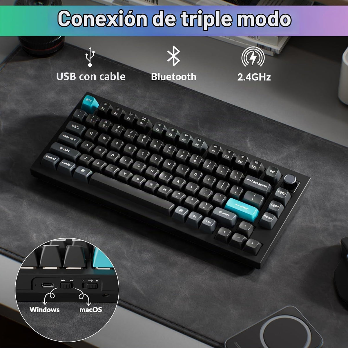 Keychron Teclado mecánico personalizado inalámbrico Q1 Ultra 8K 75%