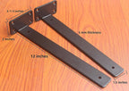 Paquete de 12 - Soportes de estante en L ocultos negros de 12 pulgadas (1/5 pulgada de grosor) Soportes de estante flotante de hierro Soportes de metal industriales rústicos para soporte de estante