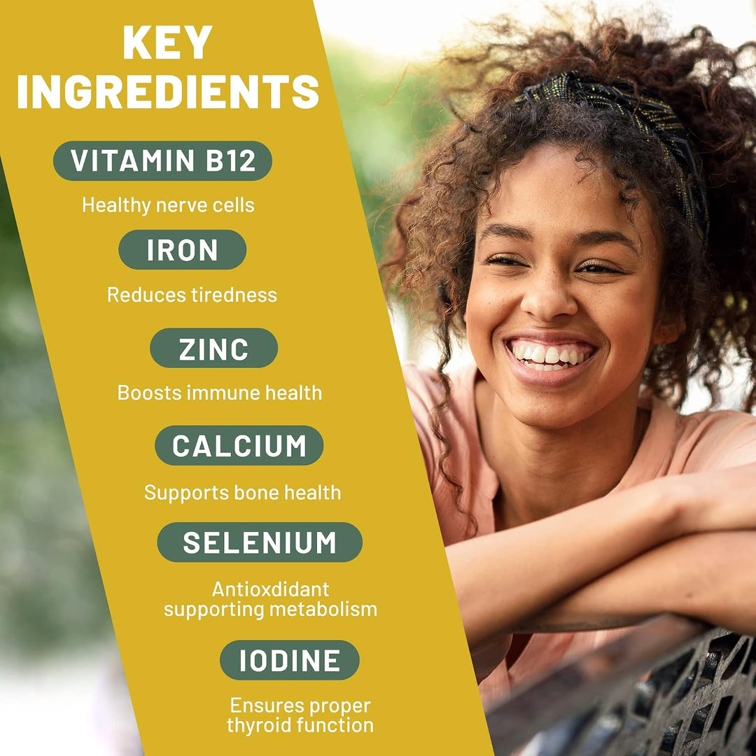 Vegan Vitality Paquete de suplementos de refuerzo - Complejo de mul...