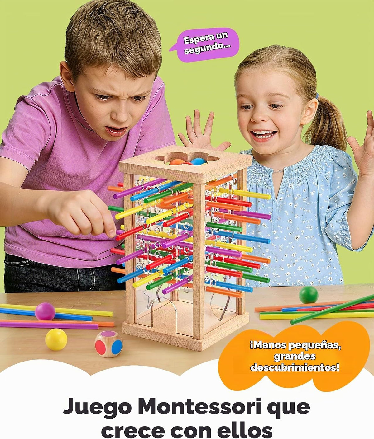 Montessori - Juego de mesa de madera para niños de 3 a 8 años, juguete de