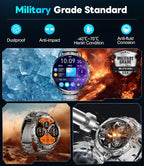 LIGE Relojes inteligentes militares para hombre (2 bandas), reloj inteligente de pantalla grande HD de 1000 mAh/1.85 pulgadas, linterna/más de 110 modos deportivos/monitor de sueño, reloj de