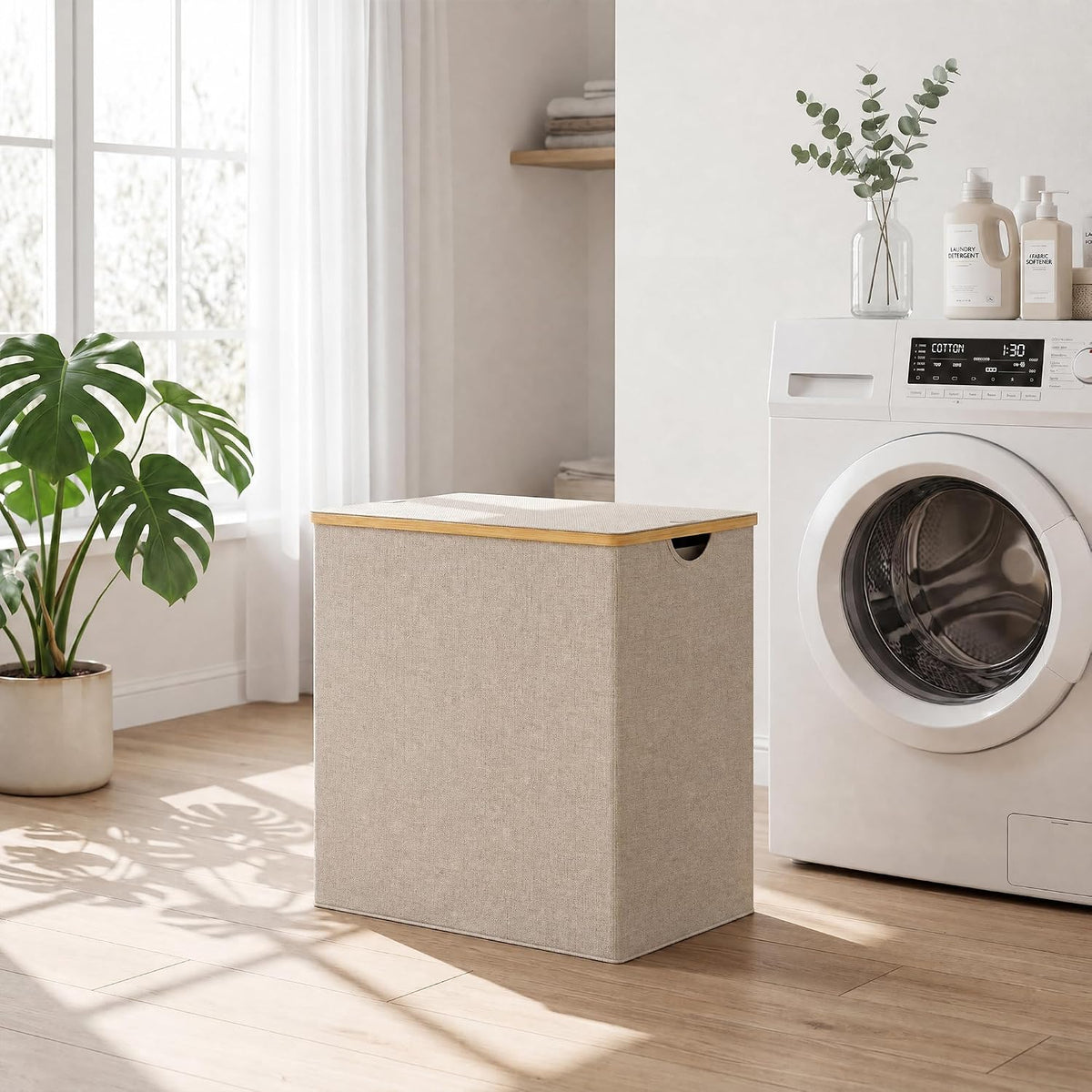 efluky Cesta doble para ropa sucia con tapa y 2 bolsas extraíbles, color