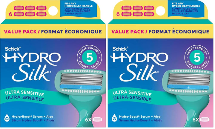 Schick Hydro Silk Recambios de cuchillas de afeitar sensibles, maqu...